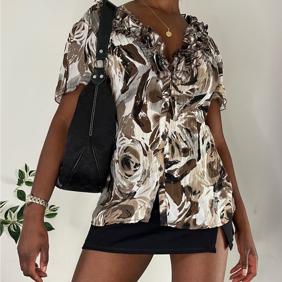 Earth Tone Ruffled Shirt - Picture 3 of 5